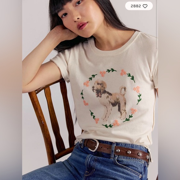 Free People Tops - Free People We The Free Fur Friend Tee. NWT. Doodle tee